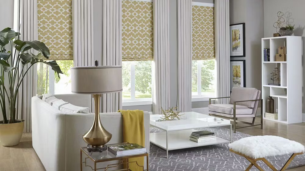 Selection of curtains and blinds for different rooms